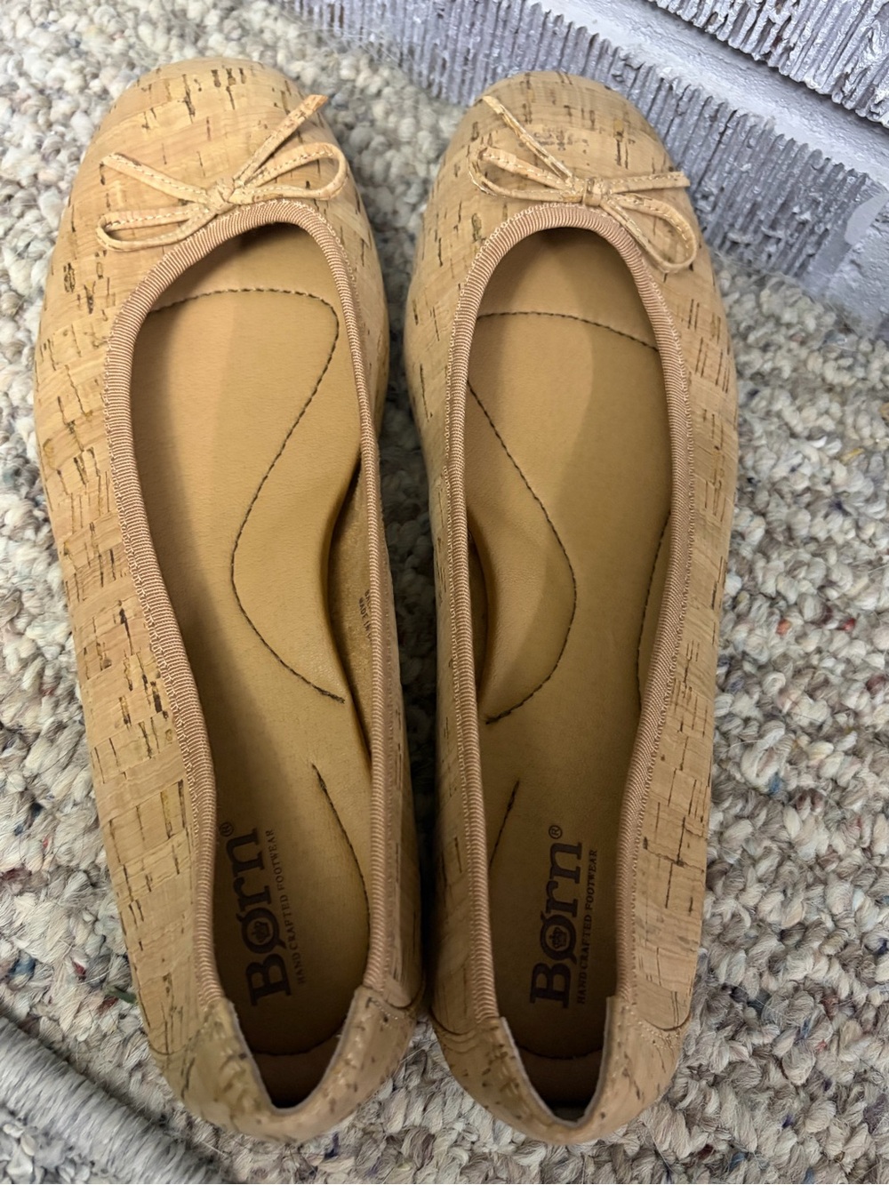Born Cork-Textured Ballet Flats in Tan Sz 9